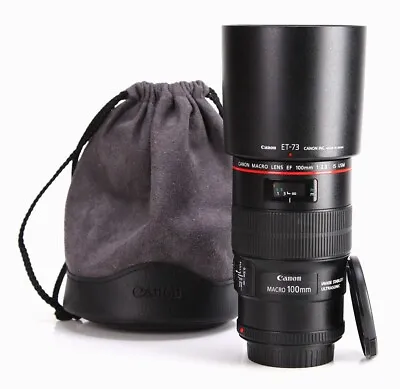 Canon EF 100mm F2.8 L Macro IS USM AF Prime Lens F &R Lens Cap & Hood EOS DSLR's • £479.99