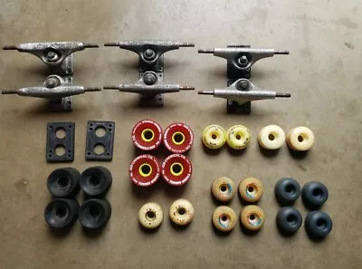 (30) Piece Lot Of Skateboard Trucks Wheels Risers Independent Bullet Penny ATM • $39.99