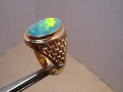 Large Men's Opal Ring  - 11.4  Grams Of Solid 14 K Yellow Gold • $1600