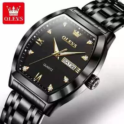 OLEVS Mens Watch Luxury Date Steel Watches Quartz Waterproof Watch For Men • £21.55