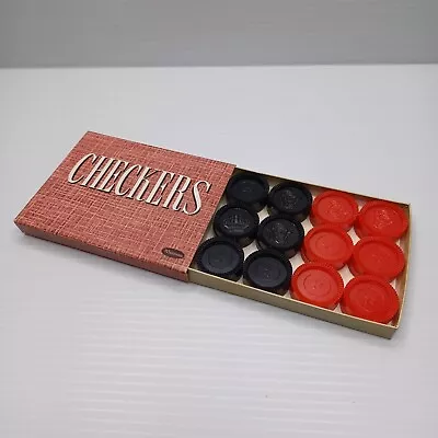Vintage Whitman Checkers Plastic Complete Set Of 24 Crown Original Red Box A3 • $11.87