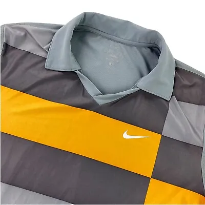 VTG Nike Challenge Court Men's Tennis Polo Shirt Gray Yellow Colorblock • XL • $37.78