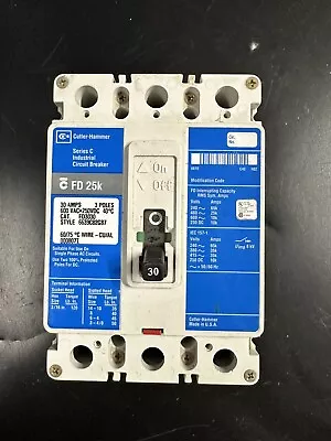 EATON Cutler Hammer FD3030 /30 AMPS CIRCUIT BREAKER 600 VAC / 3 POLES / FD 25k • $280