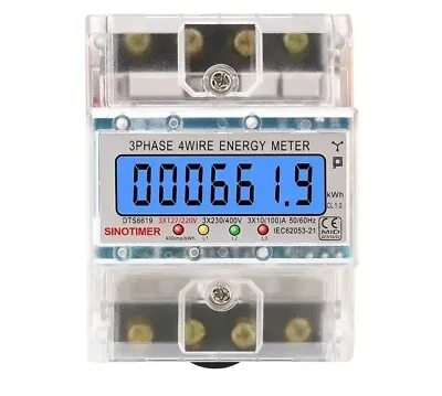 Din Rail Energy Meter Power Consumption Monitor KWh Wattmeter 3 Phase 4 Wires • $44.71