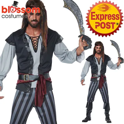 CA508 Mens Scallywag High Seas Captain Pirate Buccaneer Jack Sparrow Costume • $55.15