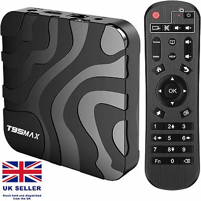 T95 MAX Android 12.0 TV Box Quad Core 16GB 32GB HD Media Player WIFI HDMI UK • £28.50