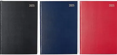 A4 Diary Day A Page Planner Case Bound Hard Cover Organiser Assorted Colour 2025 • £11.99