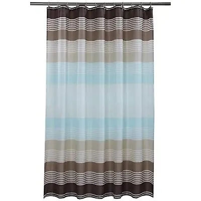 YourHome Vibrant Linear Cross Striped Polyester Shower Curtain 180 X 180 Cm • £8.99