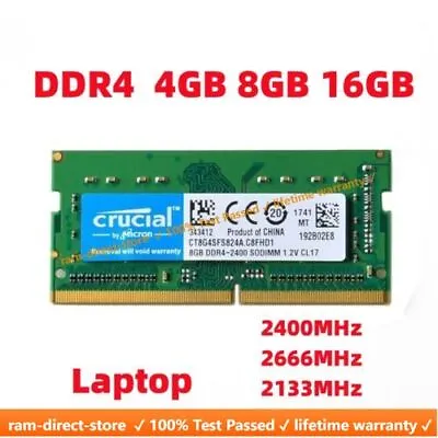 Crucial DDR4 RAM 4GB 8GB 16GB Memory Laptop  2400 2666 3200Mhz PC4-19200 SoDIMM • $38.34