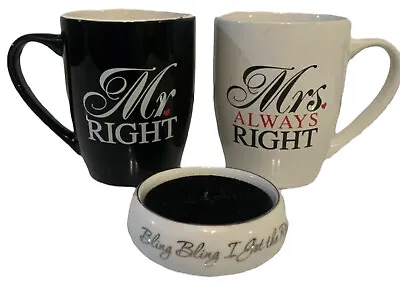 $20 • Buy Wedding Mugs Mr. Right & Mrs. Always Right Mugs Got Bling Holder