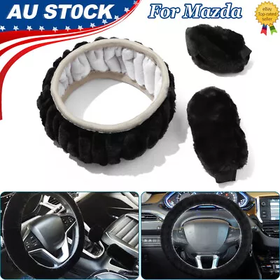 Faux Wool Sheepskin Car Steering Wheel Cover 15in Auto Interior Parts For Mazda • $19.37