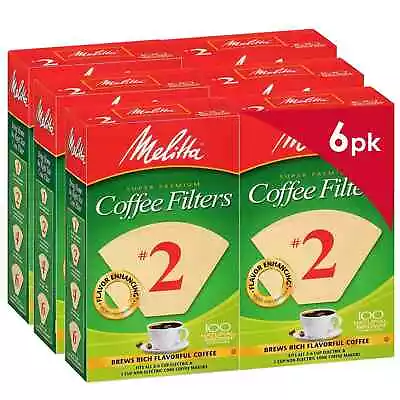 Melitta #2 Cone Coffee Filters Natural Brown 100 Count (Pack Of 6) 600 Total • $30.24