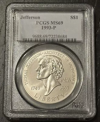 1993-P Jefferson Commemorative Silver Dollar PCGS MS69 MS 69 • $20.55