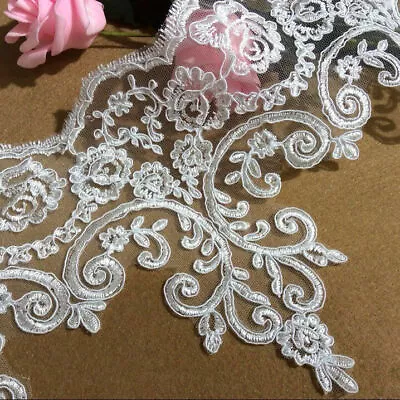 Floral Corded Scalloped Lace Edge Embroidered Trim Wedding Dress Bridal Veil • £5.99