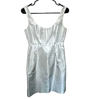 J. Crew 100% Silk Taffeta Midi Sleeveless Dress Silver Size 6P • $48