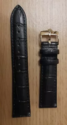 £15.25 • Buy Rolex 20mm Black Leather Watch Strap Band