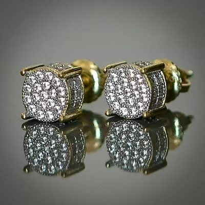 1.2Ct Round Created Diamond Cluster Stud Women's Earrings 14k Yellow Gold Plated • $159.99