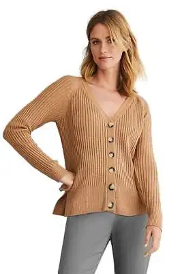 Urban - Womens Jumper - Regular Winter Cardigan Cardi - Brown - Sweater - Rib • $14.65