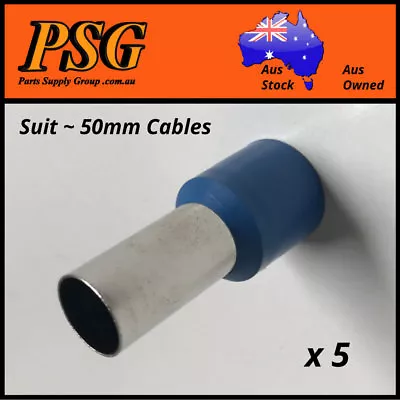 Cable Ferrules 50mm2 X 5 Pack Bootlace Pin Crimps Wire Sleeves • $12.75