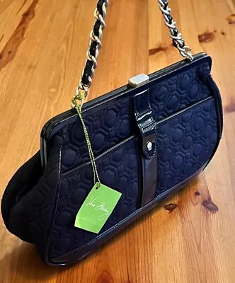 Vera Bradley Navy Blue Quilted Chain-link Handbag NWT 11367-951 Purse Bag Snap • $13.29