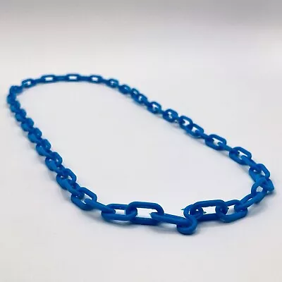 Vintage 1980s Plastic Clip On 80s Bell Charm Chain Link Necklace Blue 23  Long • $17.09