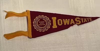 Vintage 1940s Iowa State College Science W/Practice Mini Pennant Felt Banner 11” • $19.95