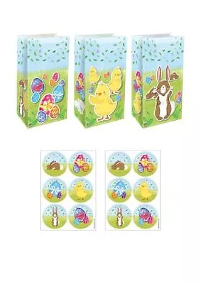 EASTER Paper Party Gift Bags With Stickers! Choose Quantity. • £2.25