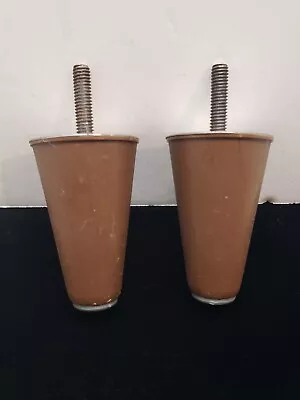 2 Vintage Mid Century Plastic And Metal Furniture Feet Legs Bolt In Brown • $17.95