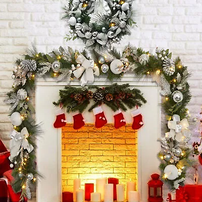 9ft Pre-lit Christmas Garland Battery Operated Christmas Garland W/ 40 LED Light • $66.03