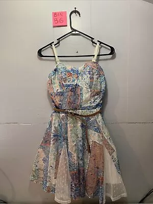 Lily Rose Mesh Western Patchwork Strappy Short Dress With Belt Juniors’ Size M • $20