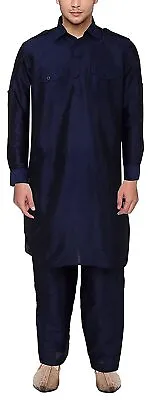 Mens Handmade Desginer Silk Blend Indian Bollywood Ethnic Wear Pathani Suit Set. • $39.99