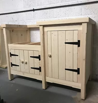 £825 • Buy Freestanding Belfast Sink Unit &Side Cupboard Solid Pine Kitchen Utility