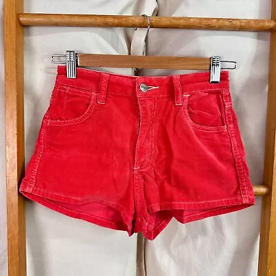 Wrangler Shorts Womens 7 Red Corduroy Hi Cheeky Mid Rise Hot Pants • $21.45