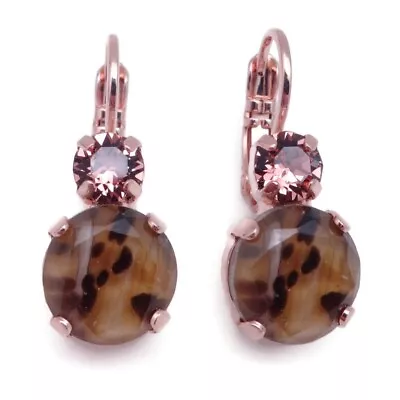 Mariana Brown Meadow Rose Gold Earrings Brown Speckle With Purple Crystal 1119 • $28.70
