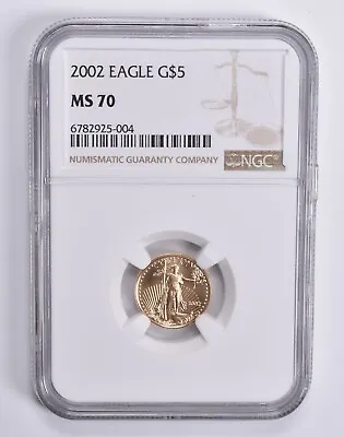 MS70 2002 $5 1/10 Th Oz Gold American Eagle NGC Brown Label • $309.95