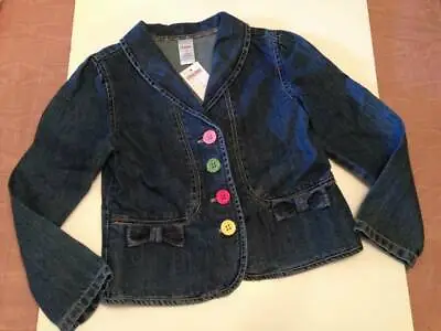 NWT Gymboree Tea For Two Denim Blazer Jacket Pocket Bows Colorful Buttons Sz 7 • $19.95