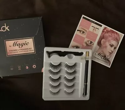 Ack Magic Eyeliner & Eyelashes Kit 5 Pairs Of 3DFaux Eyelashes 🥰 • $17.99