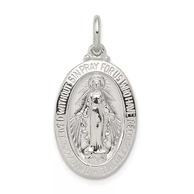 Sterling Silver 925 Miraculous Mary Medal Oval Charm Pendant 1.14 Inch • $35.10