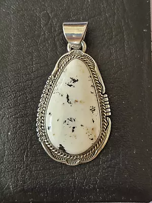 925 Sterling J  Nelson Native American Southwest White Buffalo Inlay Pendant  • $75.99