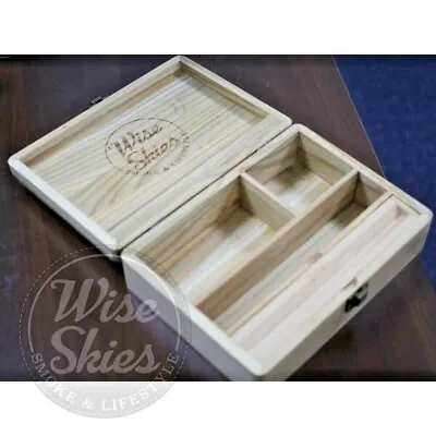 £19.99 • Buy Wise Skies Large Wooden Rolling Box Rolling Paper Storage Stash Box Deluxe Box 