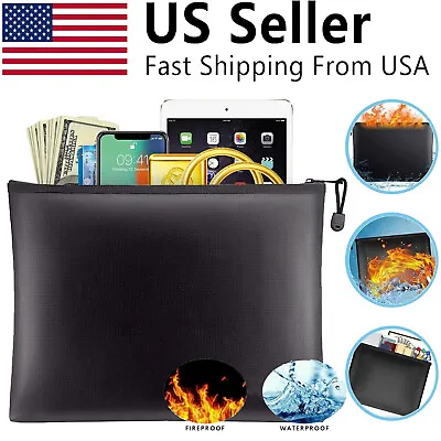 2000℉ Fire Proof Money Bag Fireproof Document Pouch Waterproof Safe Cash Bag US • $9.62