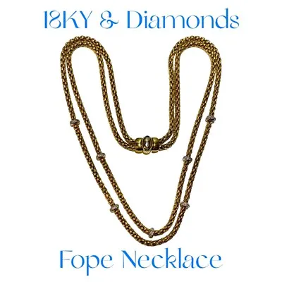 $6500 • Buy Fope 18K Yellow Gold Double Strand Basket Weave Style Diamond Necklace