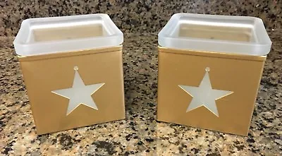  Lot Of 2 Frosted Glass & Metal Star Votive Holders ~ Holiday Decor ~ So Pretty! • $8.99