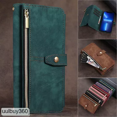 $9.99 • Buy For IPhone 14 13 12 11 Pro Max X SE 8 Plus Case Leather Zipper Wallet Flip Cover