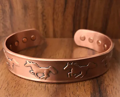 Horses Solid Pure Copper Magnetic Bracelet Arthritis Pain Therapy Energy Cuff • $15.99