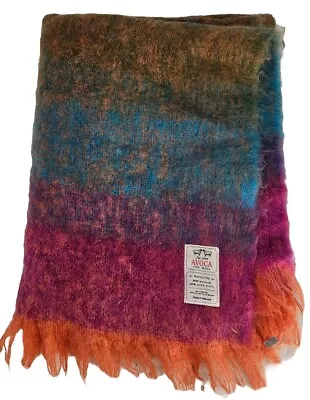 Avoca The Mill Wool Mohair Multicolor Fringe Shaggy Throw Blanket • $34.99