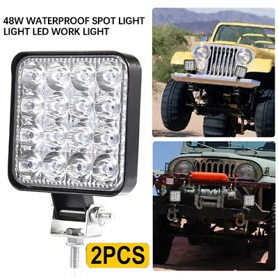 2Pcs 48W 12V-24V 4 LED Work Light Truck OffRoad Tractor Flood Lights Lamp Square • $21.56