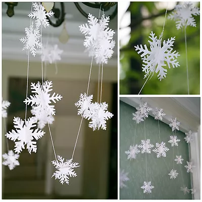 12pcs 3m 3D Snowflake Bunting Garland Hanging Christmas Party Decoration JCHPS • $6.90