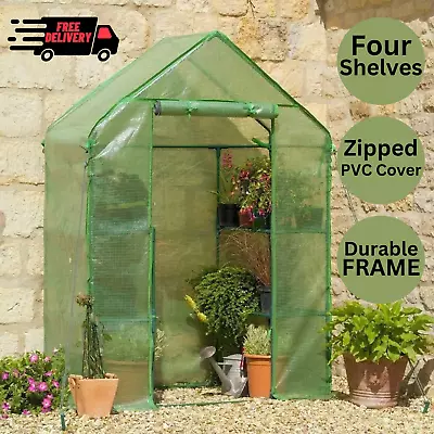 Walk In Greenhouse Cold Frame PE Plastic Outdoor Garden Steel Frame Plants Grow • £38.99