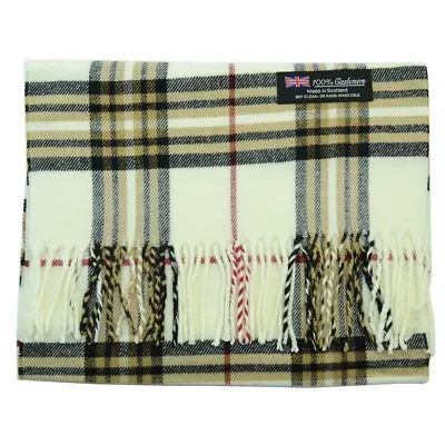 Men Women Unisex 100%CASHMERE Classic Scarf Colored Tartan Stripe Plaid SCOTLAND • $7.99